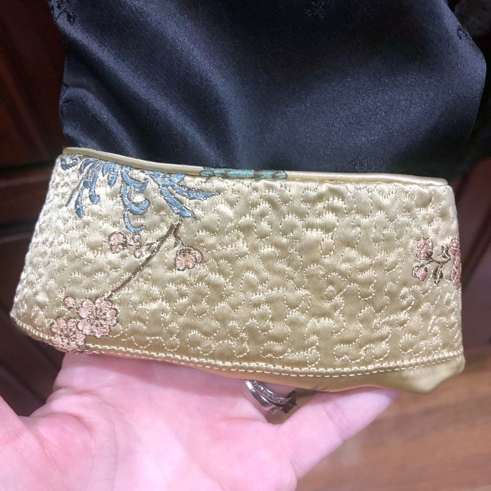 Vintage Chinese Brocade Jacket Sz 38 (M) Gold Floral Mandarin Collar Reversible - Picture 14 of 16